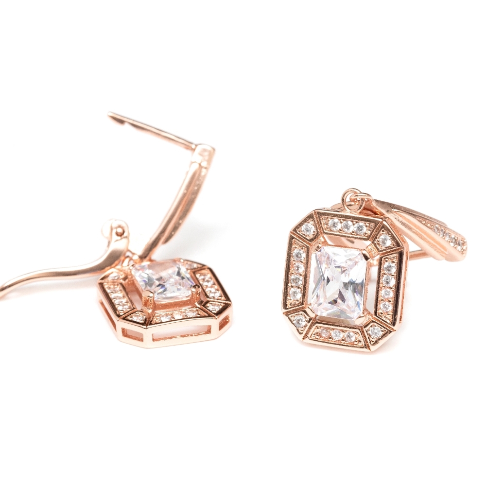 Art Deco Rose Gold Earrings - Picture 4 of 4